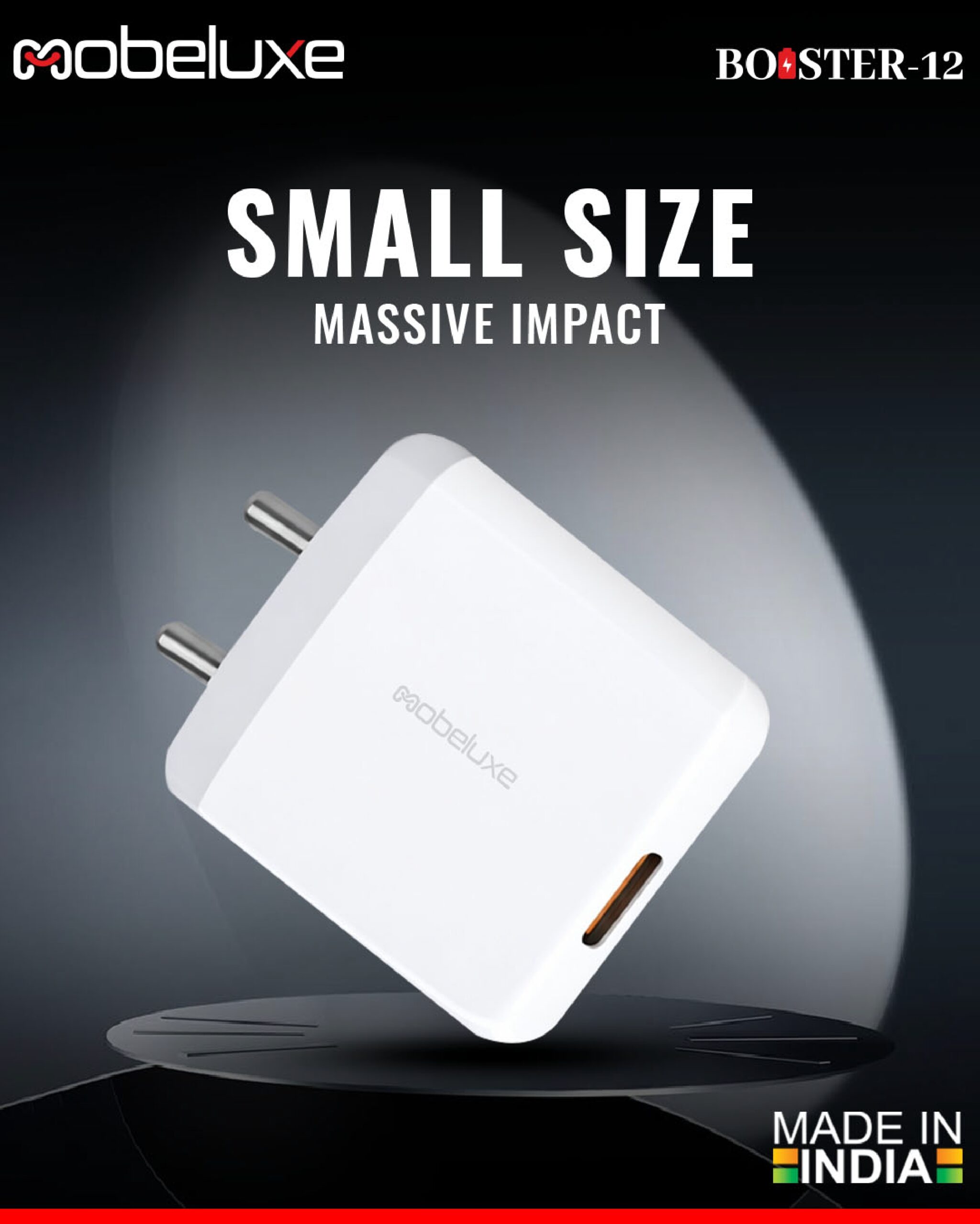 Booster 12 fast charger with USB port and 1 meter micro USB cable for smartphones